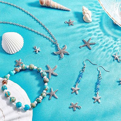 Tibetan Style Alloy Starfish/Sea Stars Shape Pendants TIBEP-PH0001-14AS-RS-1