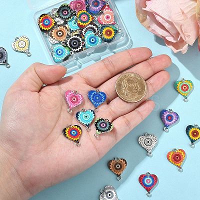 44Pcs 22 Colors Alloy Enamel Connector Charms ENAM-CJ0006-64-1