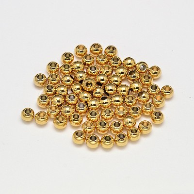 Rack Plating Brass Round Spacer Beads KK-I598-03G-RS-1