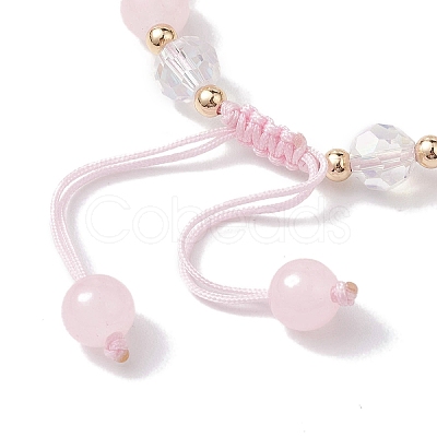 Flower Glass & Acrylic Braided Bead Adjustable Bracelets for Women BJEW-JB10446-05-1