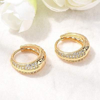 Brass Micro Pave Clear Cubic Zirconia Hoop Earrings EJEW-F391-02G-1