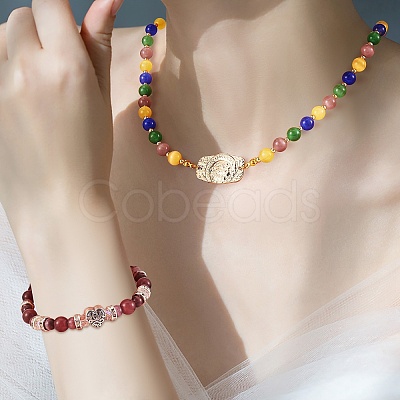 DIY Round Cat Eye Beads Bracelet Making Kit DIY-SZ0006-56C-1