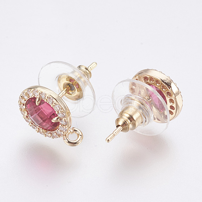Faceted Glass Stud Earring Findings GLAA-F084-B03-1