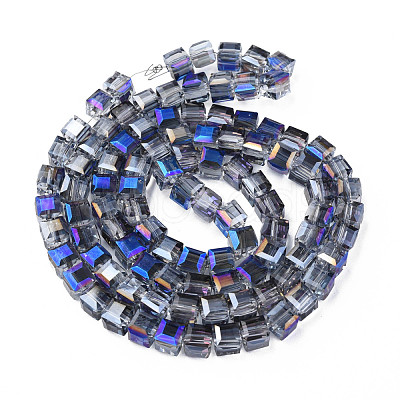 Electroplate Transparent Glass Beads Strands EGLA-N002-28-C06-1