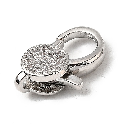 Brass Clear Cubic Zirconia Lobster Claw Clasps KK-Z078-47B-P-1