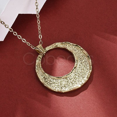 Flat Round 304 Stainless Steel Pendant Necklaces NJEW-M096-26G-1