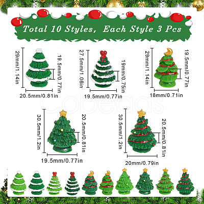 30Pcs 10 Styles Christmas Resin Sculpture Ornaments RESI-SC0005-91-1
