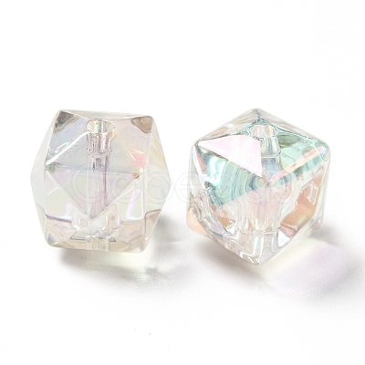 Two Tone UV Plating Rainbow Iridescent Acrylic Beads TACR-D010-02E-1
