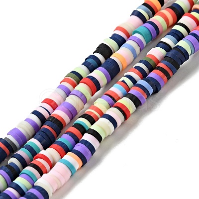 Flat Round Handmade Polymer Clay Bead Spacers CLAY-R067-4.0mm-M4-1