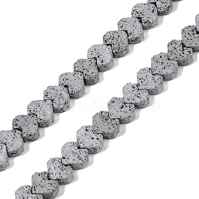 Electroplated Natural Lava Rock Beads Strands G-Q1009-G01-02G-1