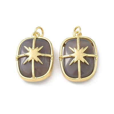 Brass & Natural Grey Agate Pendants GG-CBAD360-19G-01-1