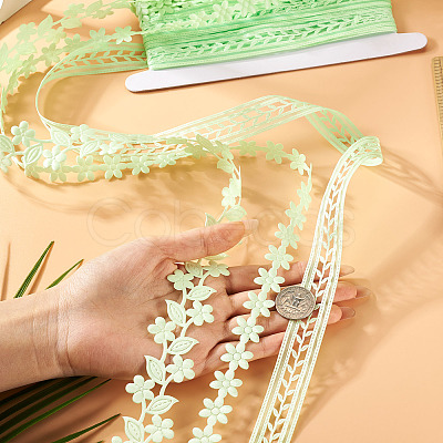 15Yards 3 Styles Polyester Hollow Leaf Ribbons OCOR-TA0002-79A-1