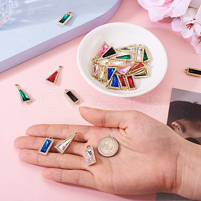 120Pcs 12 Colors Zinc Alloy Glass Pendants ALRI-TA0001-35-1