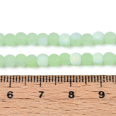 Frosted Imitation Jade Glass Beads Strands GLAA-T032-J4mm-MBB03-1