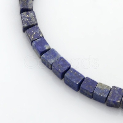 Cube Natural Lapis Lazuli Beads Strands X-G-P057-02-1