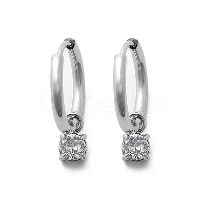 304 Stainless Steel Micro Pave Cubic Zirconia Hoop Earrings STAS-R004-02P-02-1