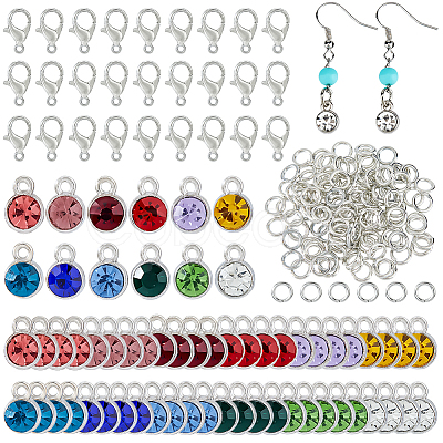DIY Flat Round Alloy Rhinestone Pendent Decoration Making Kits DIY-FH0008-95-1