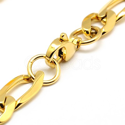 Trendy 304 Stainless Steel Figaro Chain Bracelets STAS-A028-B016-1