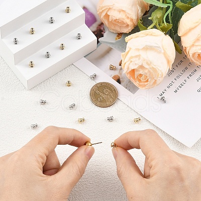 20Pcs 2 Colors Brass Ear Nuts KK-YW0004-63-1