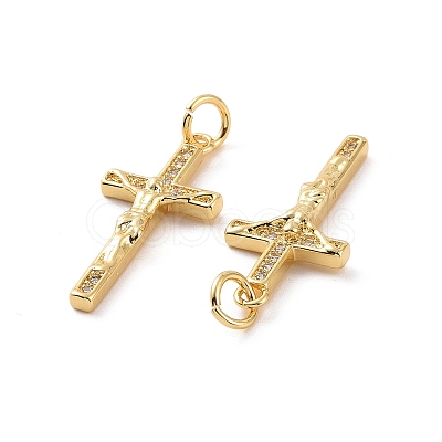 Rack Plating Brass Micro Pave Cubic Zirconia Pendants KK-C008-37G-1