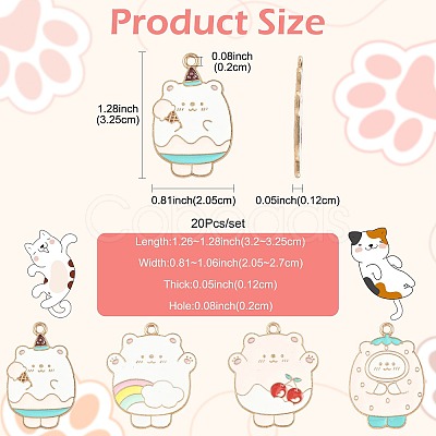 20Pcs 4 Styles Alloy Enamel Pendants ENAM-FS0004-13-1