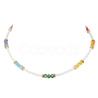 Glass Beaded Necklaces NJEW-JN04332-1