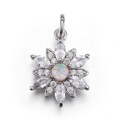 Brass Micro Pave Cubic Zirconia Pendants ZIRC-F091-02-P-1