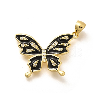 Rack Plating Brass Micro Pave Cubic Zirconia Enamel Pendants KK-L226-003G-01-1