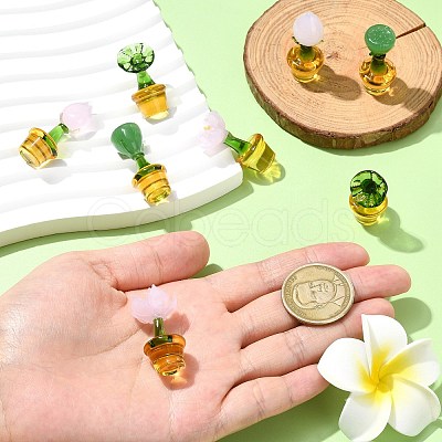 8Pcs 4 Styles Potted Plant Glass Figurines DJEW-CJ0001-11-1