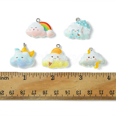 5Pcs 5 Colors Opaque Resin Pendants RESI-FS0001-67B-1