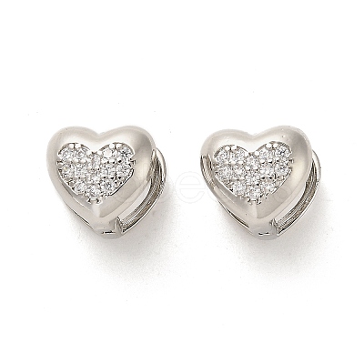Heart Rack Plating Brass Micro Pave Clear Cubic Zirconia Hoop Earrings EJEW-M240-01P-1