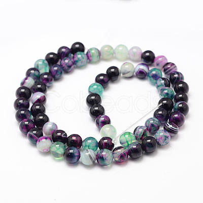 Natural Striped Agate/Banded Agate Bead Strands X-G-K155-A-8mm-10-1