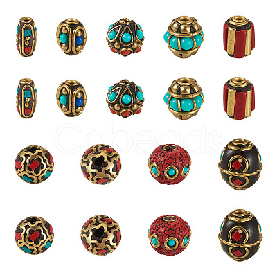 Handmade Tibetan Style Beads TIBEB-TAC0003-01-1