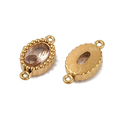 Ion Plating(IP) 304 Stainless Steel Cubic Zirconia Oval Links Connector Charms STAS-K256-22G-04-1