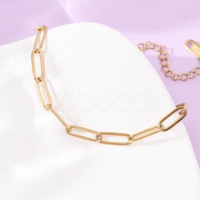 4MM 304 Stainless Steel Paperclip Chain Bracelets SA-CBA4160-22G-1