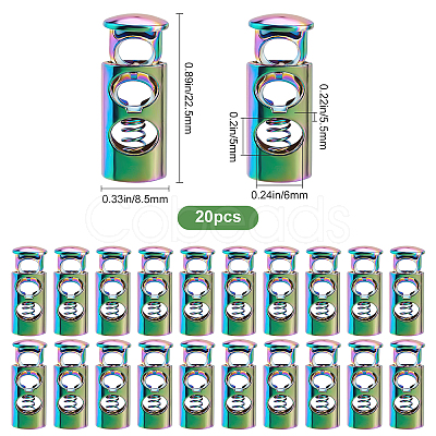 20Pcs Rainbow color Alloy Cord Locks FIND-GF0002-76-1