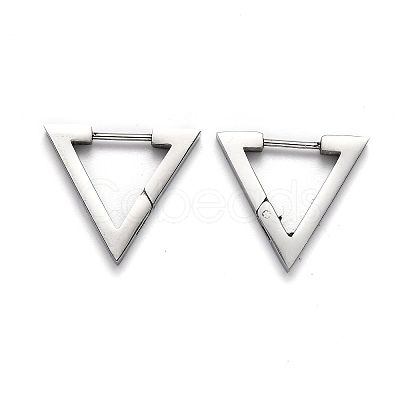 Tarnish Resistant 304 Stainless Steel Triangle Huggie Hoop Earrings STAS-J033-02C-P-1