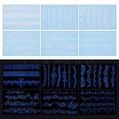 6 Sheets Luminous Paper Tattoo Stickers STIC-TAC0001-007A-1