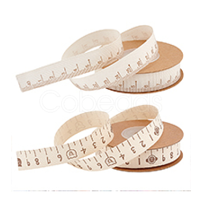2 Rolls 2 Styles Cotton Printed Ruler Ribbon OCOR-PH0005-13-1