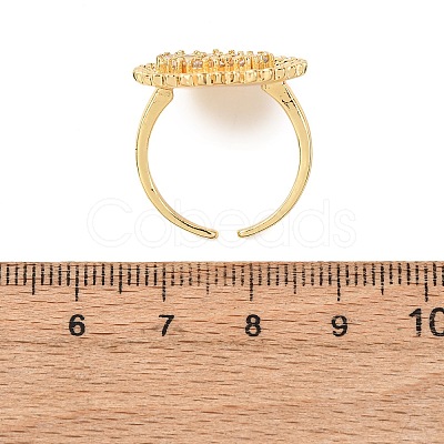 Brass Micro Pave Cubic Zirconia Cuff Open Rings RJEW-F204-05G-1