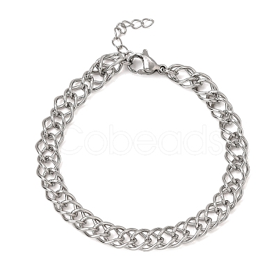 6.5MM 304 Stainless Steel Double Link Chain Bracelets for Women Men SA-CBA37BC-21P-1