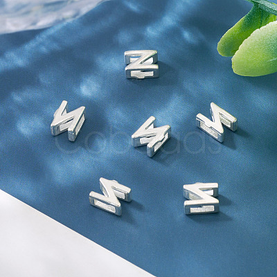 6Pcs 925 Sterling Silver Hollow Initial Beads STER-TA0001-53N-1