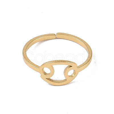 Real 18K Gold Plated 304 Stainless Steel Adjustable Finger Ring RJEW-L115-01G-07-1