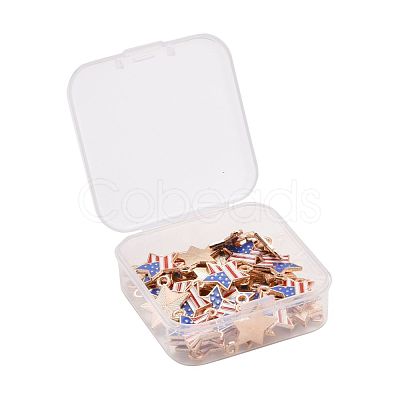 50Pcs Independence Day Light Gold Plated Alloy Enamel Pendants ENAM-LS0001-08LG-1