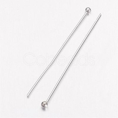 Silver Color Plated Brass Ball Head Pins X-KK-RP0.6x30mm-S-1