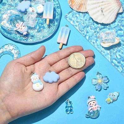 30Pcs 10 Styles Opaque & Transparent Resin Pendants RESI-CJ0003-02-1