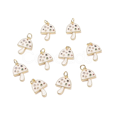 Brass Micro Pave Colorful Cubic Zirconia Pendants X-KK-C100-09G-1