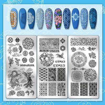 Stainless Steel DIY Nail Art Templates MRMJ-WH0092-085-1