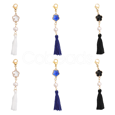 6Pcs 3 Colors Cotton Thread Tassel Big Pendant Decorations HJEW-CA0001-48-1