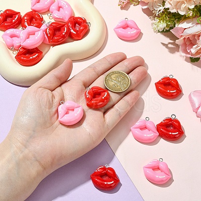 10Pcs 2 Colors Opaque Resin Pendants RESI-YW0003-46-1